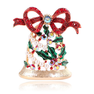 

Shiny Rhinestone Bell Brooches For Women Creative Christmas Pins New Year Coat Dress Accessories Jewelry Gifts