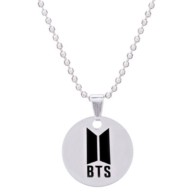 

KPOP BTS Bangtan Boys Same Paragraph Necklace Stainless Steel Round Pendant Chain Necklace Boys Girls Necklace Gifts for Fans