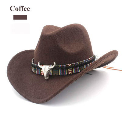 

2018New Ethnic Style Western Cowboy Hat Womens Wool Hat Jazz Hat Western Cowboy Hat