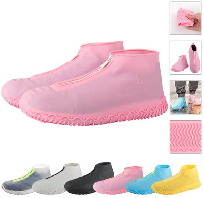 

Reusable silicone waterproof shoe cover zipper no slip silicone shoe cover suitable for children adults