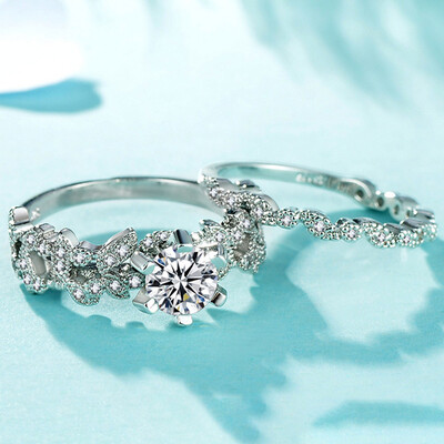 

2Pcs Women Wedding Band Promise Engagement Rings For Women Jewelry