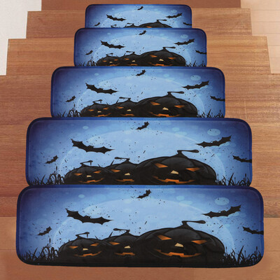 

Toponeto Halloween 1Set StepBasic Non-Slip Coral Fleece Resistant Carpet Stair Mat