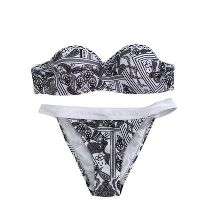 

Hot Women Bikini Set Beachwear Swimwear push up Padded Bra Female Beach Bathing Suit with no Shoulder straps