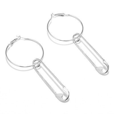 

Korean Creative Pin Dangle Earrings For Women Geometric Round Circle Drop Earrings Brinco Exaggerated Ear Jewelry