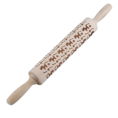 

Wooden Engraved Rolling Pin Embossing Baking Cookies Noodle Biscuit Fondant Cake Dough Impressed Patterned Decorating Roller DIY K