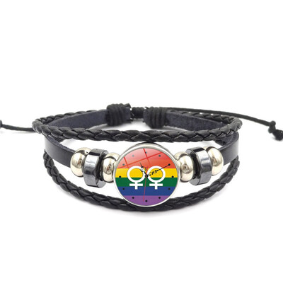 

Rainbow Pride Braided Wristbands Leather Bangle Pride Bracelet for Men Women