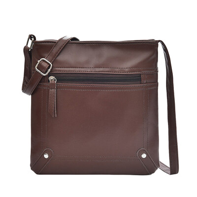 

Vintage Solid Color Women Zipper Faux Leather Satchel Crossbody Shoulder Bag