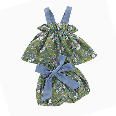 

Newborn Baby Girls Clothes Sleeveless DressBriefs 2PCS Outfits Set Flower Printed Cute Clothing Sets 2019 Summer Sunsuit 0-24M