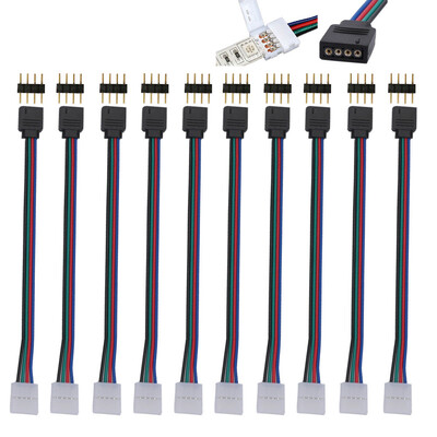 

JPGIF 10 Pcs 10mm 4 Pin Male Female PCB Connector Cable For RGB 5050 3528 LED Strips