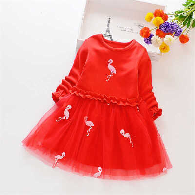 

2019 Autumn Casual Baby Girls Clothes Princess Dress Long Sleeve Bowknot Design Dress Children Pageant Sundress