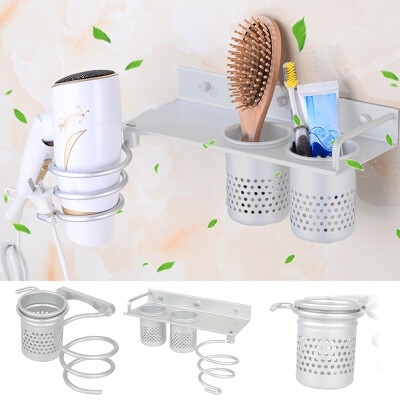 

Wall Mounted Hair Dryer Rack Organizer with SingleDouble Cup Bathroom Shelf Washroom Supplies