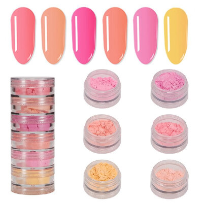 

6 ColorsSet Nail Art Powder Colorful Glow Sand Luminous Night Fluorescence Sand Nail Decoration Nail Glitter Powder