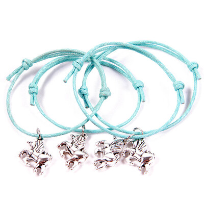 

4Pcs New Fashion Unicorn Wish Bracelets In Organza Bag Unicorn Horse Charm Leather Woven Bangle Wristband