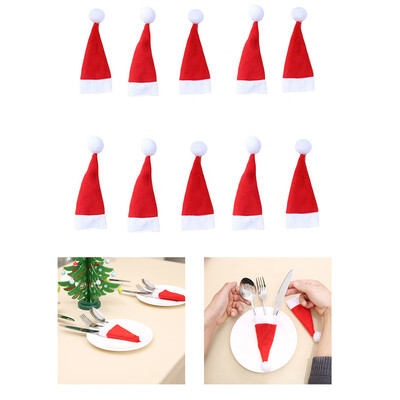 

Christmas Decorative Tableware Fork Set Christmas Hat Storage Tool