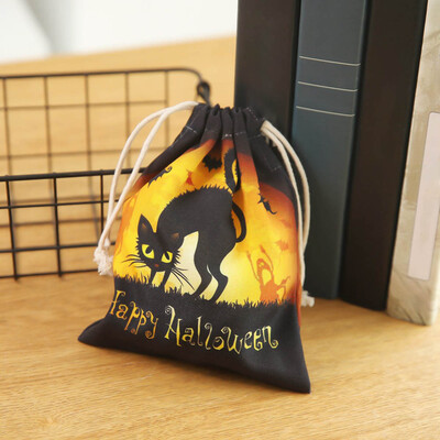 

Printing Pumpkin Halloween Drawstring Shopping Bags Travel Storage Pouch Candy Gift Bag