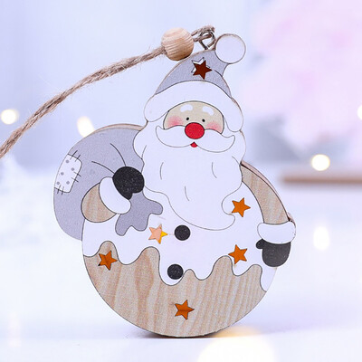 

Gobestart Christmas Decor Wooden Ornament LED Light Santa Claus Cart Luminous Lamp