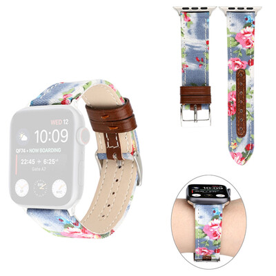 

〖Follure〗Leather Band Flower Printed Strap Replaceable For Apple Watch Series4321 3840mm
