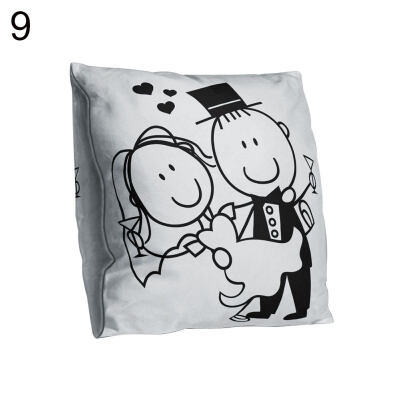 

Double-sided Print Black White Couple Pillow Case Cushion Cover Sofa Bed Decor