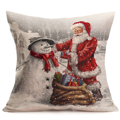 

Tailored Merry Christmas Linen Santa Pillow Cases Sofa Cushion Cover Home Decoration