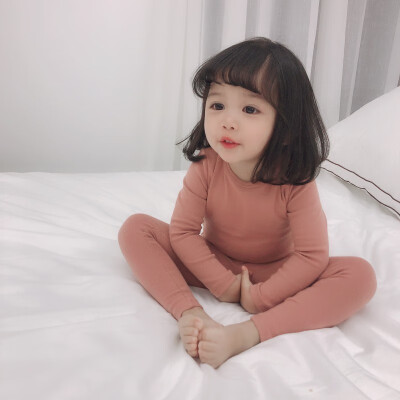 

Children Autumn Toddler Girls Clothing Solid Color Suit Printing Home Service Cotton Soft Two-piece Pajamas girls Suits