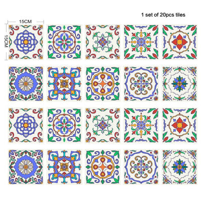 

3D Tile Wall Stickers 20PcsSet Square Waterproof Simple European Style For Floor Wall PVC Decals Paper Home Decor