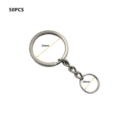

Polished Silver Color 25mm30 Keyring Keychain Split Ring With Short Chain Key Rings Women Men Key Chains Outdoor Tools