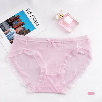 

Women Thin Sexy Lace Decoration Briefs Panties Fashion Sweet Mid Rise Solid Color Fashion Trend Panties