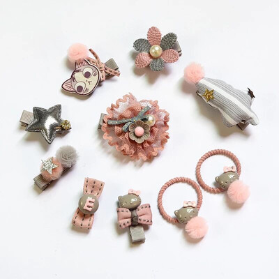 

10PCSSet New Children Hair Accessories Set Gift Box Girls Princess Bow Hair Clip Hair Rope Overs1Y