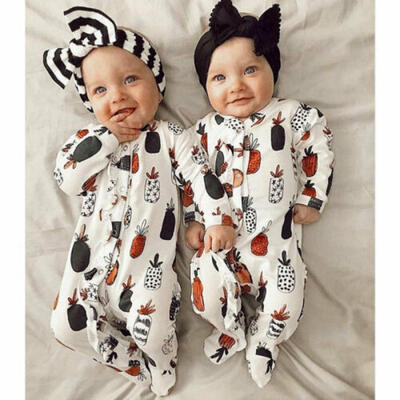 

US Infant Toddler Baby Girsl Kid Jumpsuit Headband Autumn Cotton Outfits Clothes