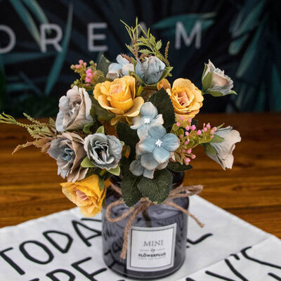 

Artificial Flowers 5 Fork Oil Painting Style Royal Rose Home Decoration Photography Props