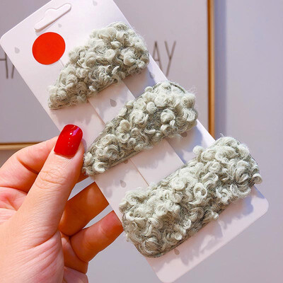 

Lovely Baby Cips 0-8T Children Candy Color Plush Princess Imitation Autumn Winter Hair Duckbill Clips 3 Pieces