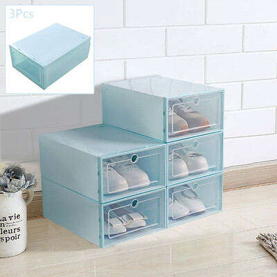 

Toponeto Foldable Shoe Box Storage Plastic Transparent Case Stackable Organizer 3Pcs