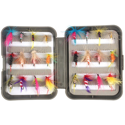 

24 PCS bionic fly hook dry fly squid salmon dry fly hooks bait fishing fishing bionic insects&feathers