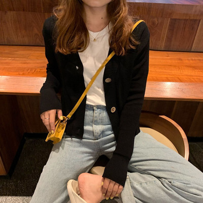 

New 2019 Female Knit Cardigan Sweater Coat Short Female Knitted Jacket Female 5 color