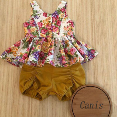 

Toddler Baby Girl Summer Clothes Ruffle Floral Tops DressShorts 2PCS Outfit Set