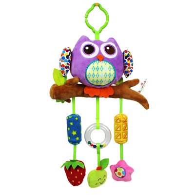 

Baby Soft Rattle Toys Stroller Crib Hanging Bell Puppet Toys Animal Wind Chime Purple Owl