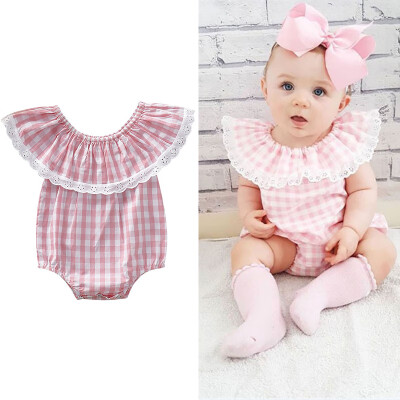 

Newborn Infant Baby Girls Ruffle Sleeve Rompers Cute Plaid Lace Floral Jumpsuit Toddler Girl Playsuit New Born Outfits Sunsuit