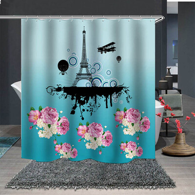 

Gobestart Popular Waterproof Shower Curtain With 12 Hooks Printed Bathroom 180x180cm