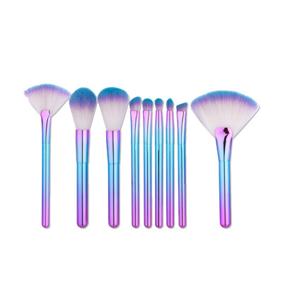 

Professional Makeup Brushes 9 pcs Set Synthetic Make up Brush Tools Accessories Cosmetics Kit 2 Colorful