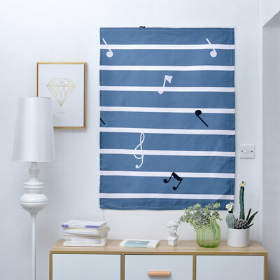 

Livingroom bedroom Velcro Curtain Stripes Musical Notations Printed Design Half Blackout Window Curtain home decor short curtain