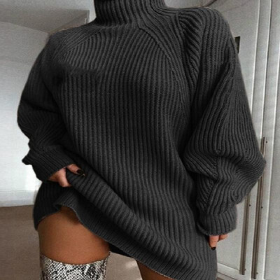 

Pure Color Mock Neck Ribbed Long Raglan Sleeves Knitwear