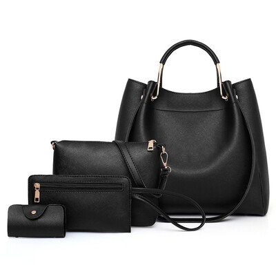 

Tailored Fashion Womens Trend Four-Piece Solid Color Leather Shoulder Bag Handbag