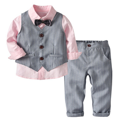 

4pcsSet Boys Clothing Set Kids Clothes Suits Formal Wedding Party Costume 2018 New Gentleman Childrens Clothing 2-7Y
