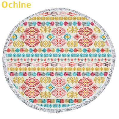 

150cm Summer Swimming Bath Towel Bohemian Pattern Round Microfiber Fringed Beach Towel Mat Carpet Blanket