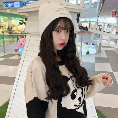 

Hat womens autumn&winter warm wool hat Korean version of the student hood day tie-ins knitted hat male tide