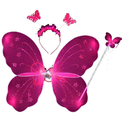 

WEIXINBUY 3pcsSet Girl Fairy Princess Christmas Costume Butterfly Wing Wand Headband