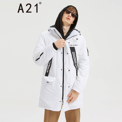 

A21 2018 autumn&winter new mens comfortable down jacket mens fashion thick warm warm color hooded zipper tide mens jacket 49411655 special white 18596AXXL