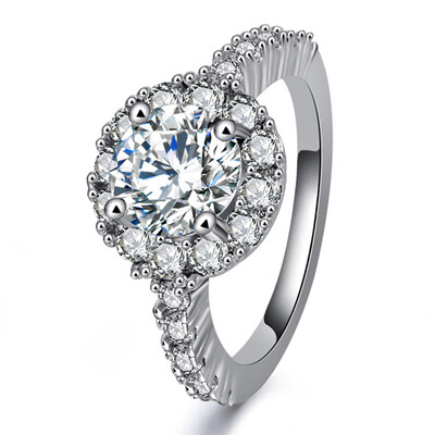 

White Gold Simulate Round Diamond Wedding Ring