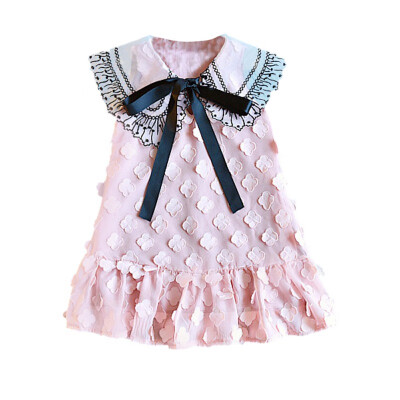 

Summer Kids Baby Girls Bow Dresses Sleeveless Flower Pattern Casual Lace Mesh Dress Kids Toddler Princess Sundress 1-7Years