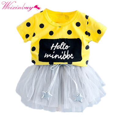 

Cartoon T-shirt Girl Mesh skirt Baby Girl Clothes Set Baby Cartoon T-shirt Star Skirt Girls T-shirt Summer Tops 2PCS